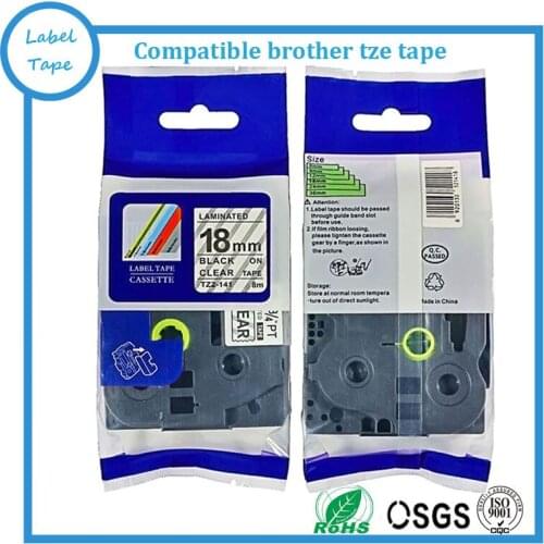 Compatible brother label tape tze tz tape Tze141 tz141 tze 141 18mm*8m black on clear Tze-141 tz 141 P-touch Ribbon label maker