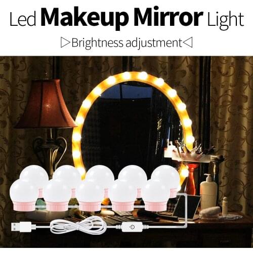 12V USB LED Vanity Mirror LED Lamp LED Hollywood Makeup Lights Dressing Table Mirror Light Bulb Dimmable Bathroom Wall Lamp