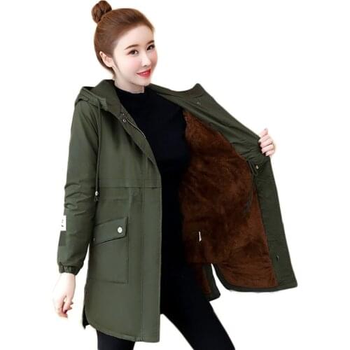 Trending Products Women Cotton clothes Winter jacket Plus velvet Warm jackets High quality Hooded Padded jacket free shipping