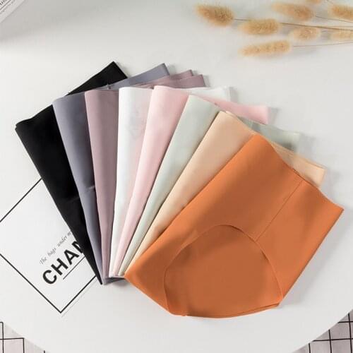 Seamless Panties Ice Silk Briefs Comfort Lingerie Sexy Girls Underwear Ultra-thin Underpants Female Intimates 8 Colors Underwear