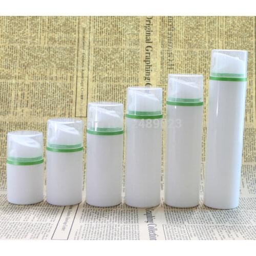 Airless Pump Bottle Transparent Cap Green Edge Makeup Lotion Serum Liquid Foundation Empty Cosmetic Containers 10pcs/Lot