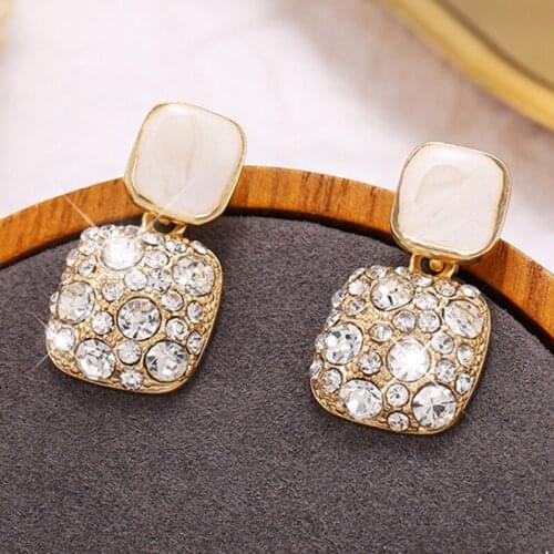 Resplendent Square Earrings Advanced Fashion Female Fashion Euro American Pure Earrings Queens Temperament Earrings