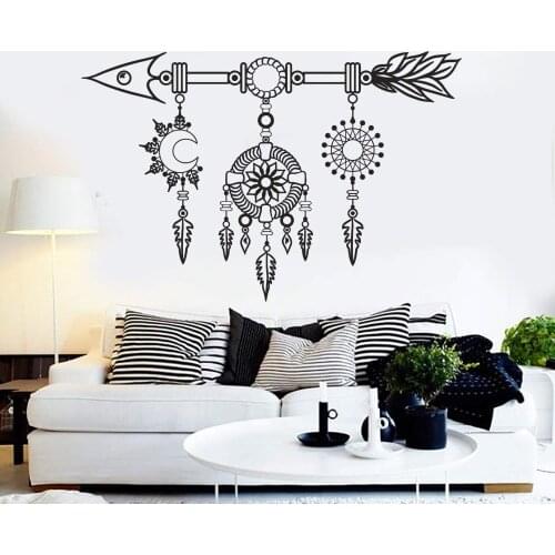 Vinyl High Quality Wall Sticker Dream Catcher Arrow Decal Ethnic Art Sticker Mural Home Living Room Decoration Wall Sticker bm12