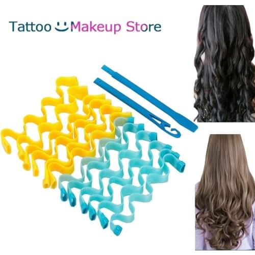 12PCS Magic Without Electricity Curling Tools Convenient Pull-out Curling Spring Hair Curls Set for Hair Salon Modeling Curls