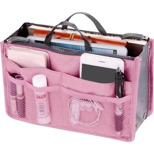 Tote Cosmetic Bag For Women Double Zipper Makeup Bag Toiletries Grooming Kit Large Nylon Travel Insert Organizer Handbag Purse