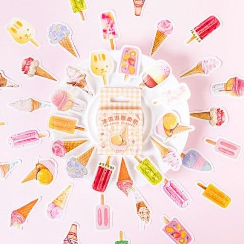 1box Cute Colorful Ice Cream Pattern Scrapbook Decoration Stickers Diary Paper Label Sticker Kawaii Stationery Student Supplies