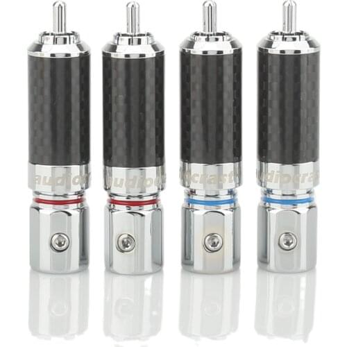 1pc High Quality Rhodium Plated Carbon Fiber RCA Plug Connector Hifi Auido Cable Plug