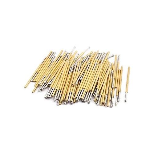 100pcs P100-T2 1.36mm Dia 33.3mm Length Metal Spring Pressure Test Probe Needle