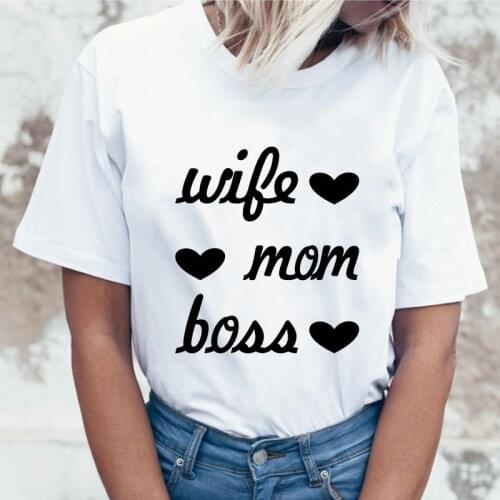 2021 Summer Womens T-shirt Cute Mom Cartoon Print T-shirt Round Neck Basic Korean T-shirt Short Womens Clothing Top Plus Size