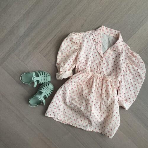 2021 Baby Girl Fashion Clothing Set Cute Bow Printed shirt + short skirt Clothes Sets Children Party Birthday Wear 30