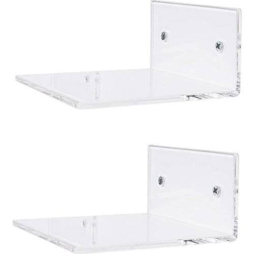 2x Kitchen Small Clear Floating Wall Shelves Storage Organizer Space Saver