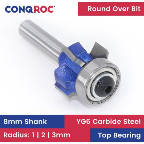 8mm Shank R1mm R2mm R3mm Edge Trimming Router Bit Edge Trimmer 4 Cutting Edges Wood Radius Corner Rounding Milling Cutter