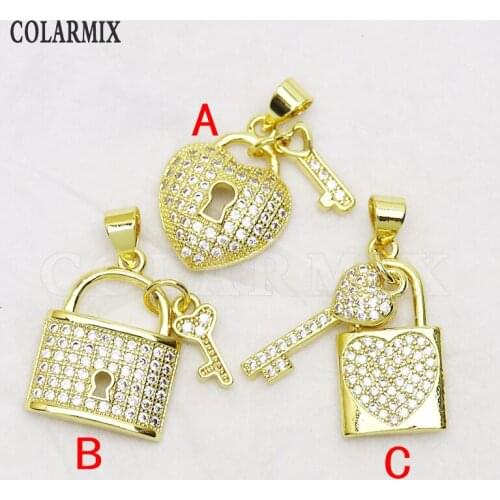 8Pcs Lock shape pendant Jewelry Pendant Charms Jewelry Accessories Jewelry pendant Gift Mix color jewelry Pendant 8370