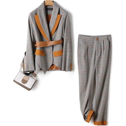 Auguswu Women's Trouser Suits In A Cage