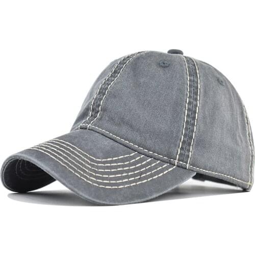 2020 New thick line high quality washed cotton solid color baseball cap men and women no fading outdoor sport casual shade hat