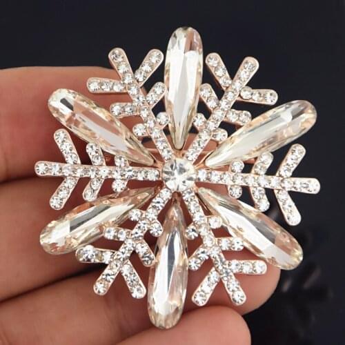 Utei Crystals Big Snowflake Brooch For Lady Luxury Wedding Bridal Bouquet Flower Broach Accessories Scarf Pin