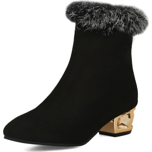 Big Size 9 10 11-17 boots women shoes ankle boots for women ladies boots Side zipper suede square head thick heel