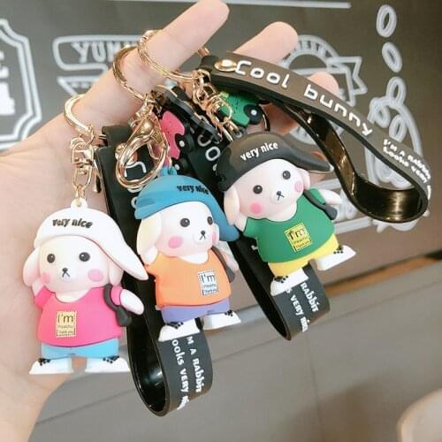 Cute Fashion Hip-hop Bear Animation Keychain Cartoon Cute Fun Charm Key Chain Couple Bag Mobile Phone Small Gift Key Chain