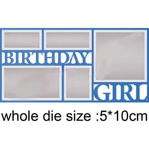 Birthday Girt Letter Square Lace Label Metal Cutting Dies Stencils for DIY Scrapbooking Album Stamp Paper Card Embossing Stencil