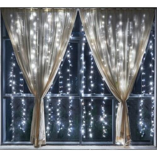 3Mx2M 208leds icicle curtain string fairy light Xmas Christmas Wedding Home garden party Hanging Backdrop Wall decor-White/WW