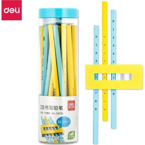 Deli 58176, arithmetic operation, hexagonal graphite 2B pencil, writing pen, log non-toxic pencil, student office stationery