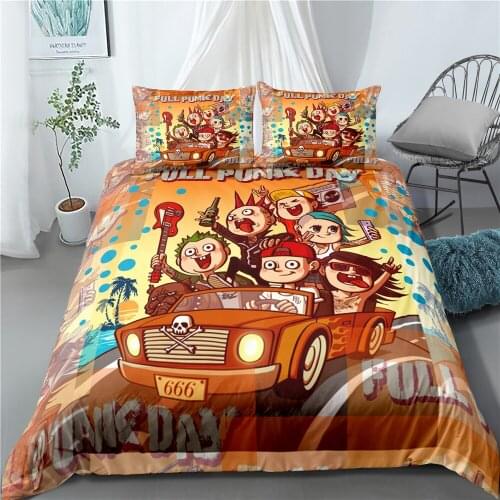 Boys & Girls Children Bedding Set Soft Quilt Cover Pillowcase High Quality Cat & Dog Rock Music Pattern 2-3 Pieces Home Textile