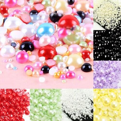 LF 500Pcs 2-10mm Mixed Haft Round Pearl Decoration Craft Flatback Cabochon Embellishments For Scrapbooking Diy Accessories