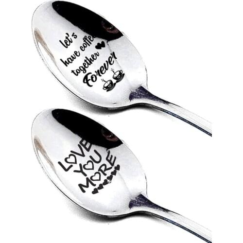 Personalized Stainless Long Handle Spoon Valentines Day Gift for Girlfriend Boyfriend Anniversary Wedding Couples Love Present