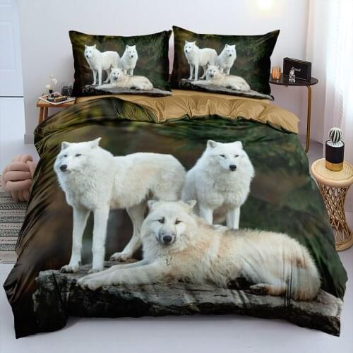 Duvet Cover Sets Wolves Double,Twin,Single Digital Printing Comforter Covers Bed Linen Bedding Set Color 265x230cm easy-care
