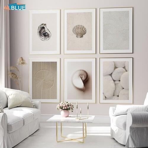 Wall Art Painting Zen Circles Sand Texture Canvas Poster Shell Snail Stone Close-up Modern Print Artwork Picture Home Decoration