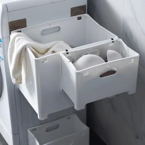 Foldable Laundry Basket Punch-free Baby Bathroom Plastic Household Storage Bin Car Trash Can Portable Storage Basket Organizer