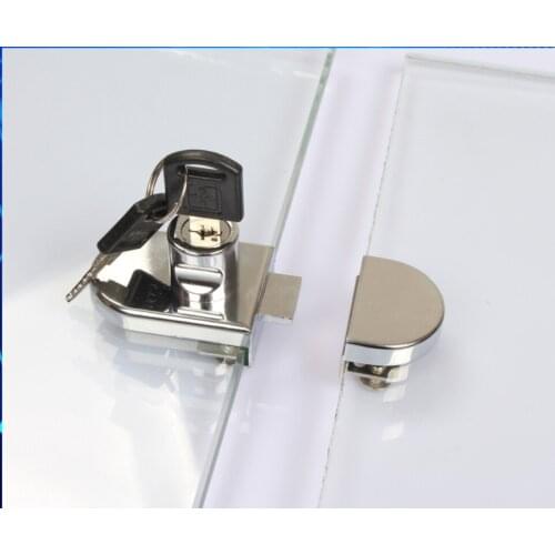 Hot Selling,Glass display cabinet/Showcase locks, Zinc Alloy,5-8mm glass, single/Double door,No need drilling,easy to install