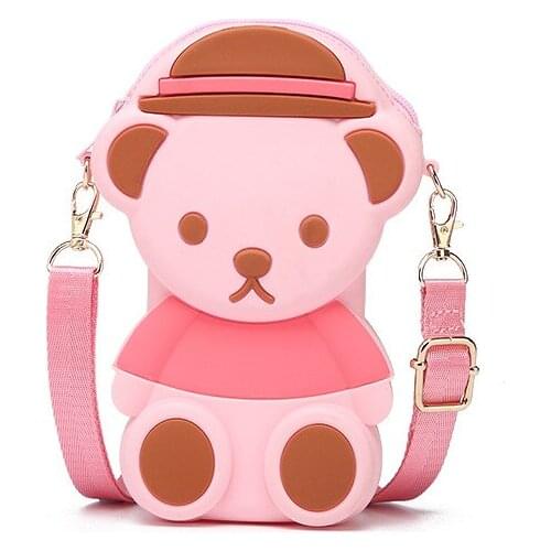 2020 New Womens Bag Silicone Cartoon Cute Zero Wallet Mini Card Bag Single Shoulder Crossbody Brown Bear Crossbody Bag Sac Main