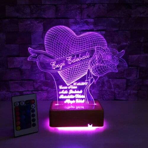 Modern New Heart and 3D Led lamp 16 Different Color Mother 'S Day Gift-Is Led lamp Desk lamp