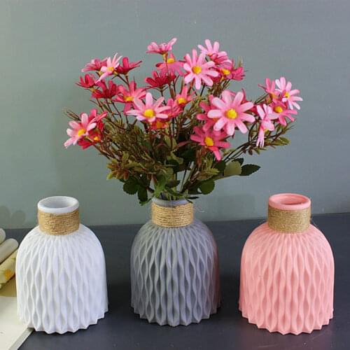 Modern Plastic Vase Home Decor European Imitation Ceramic Rattan Flower Arrangement Nordic Wedding Decorations Unbreakable Pot