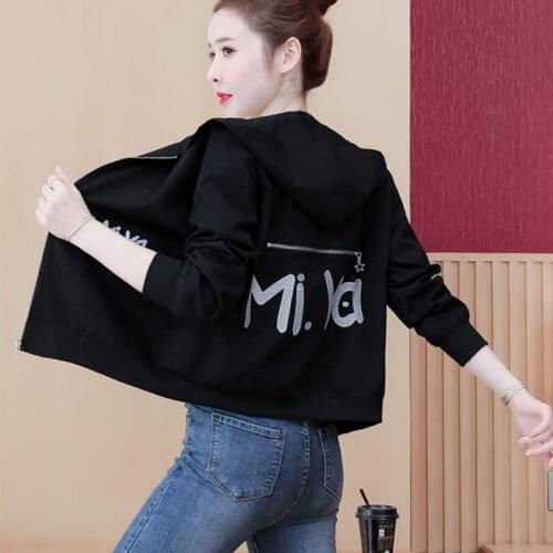 2021 Spring Autumn Korean Style Fashion Harajuku Embroidery Hooded Jacket Women Long Sleeve Coat Female Jackets Baseball Clothes