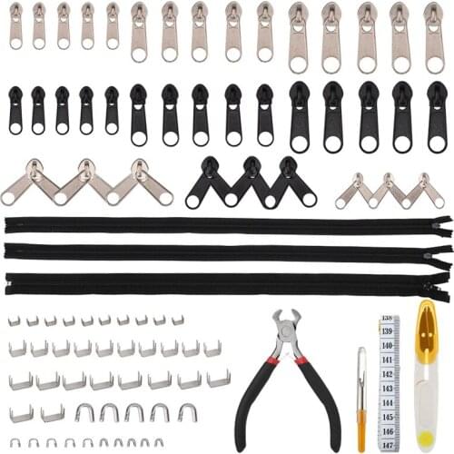 91Pcs/Set Zippers Slider Universal Instant Fix Zipper Repair Kit Zipper Pull Metal Slider Head Zip Accessories