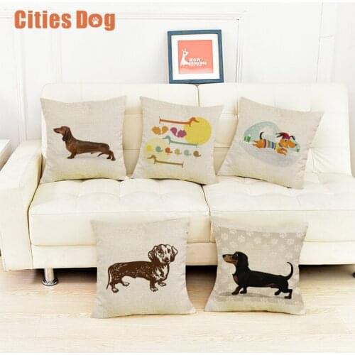 Dog Dachshund Decorative Cushion cover Pillows cojines coussin para el hogar decoracion linen animal throw Car Pillow almofada