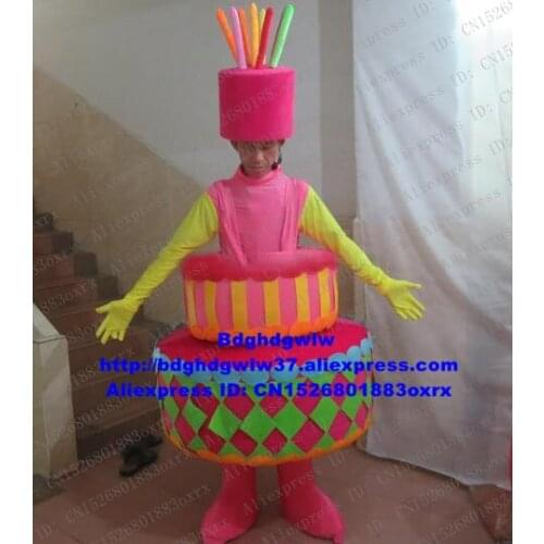 Colorful Birthday Cake Mascot Costume Adult Cartoon Character Outfit Suit Amusement Parkfunfair Comedy Performance zx2411