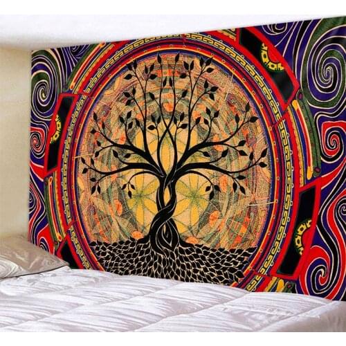 Creative tree tapestry psychedelic starry sky living room bedroom wall decoration mandala bohemian hippie home decoration