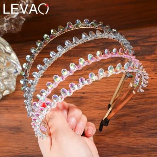 LEVAO Rainbow Colors Rhinestone Hair Hoop Small Exquisite Decoration For Women Luxury Tiaras Ladies Fashion Ornament 2021 New