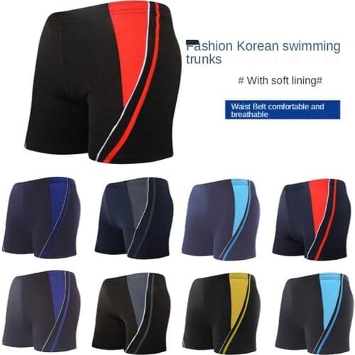 2021 New Fashion Mens Swimming Trunks Adult Boxer Loose Color Matching Hot Spring Pants Beach Mens Swimming Trunks