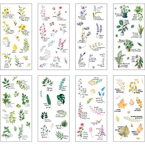 2Pcs PVC DIY Flower Stickers Journal Diary Scrapbooking Plants Stickers Paper Notebook Decoration Decals Craft Album Decoration