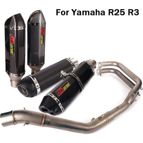 Slip On Motorcycle Exhaust Tips Escape Muffler 51mm Tail Pipe Front Tube Header Link Pipe For Yamaha R25 R3 MT03