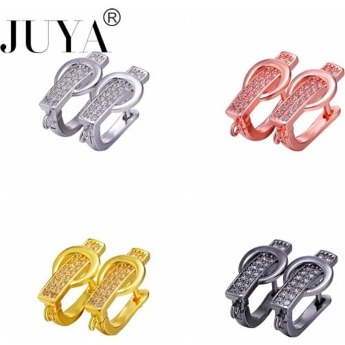 JUYA 10 Pcs Wholesale Luxury Earrings Hooks AAA Cubic Zirconia Clasps Connectors DIY Handmade Jewelry Findings Accessories