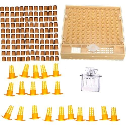 1SET Complete Queen Rearing System Kit Plastic Beekeeping Bee Tool Larva Cultivation Box Clip Cage Protective Brown Cell New