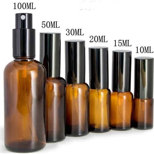 10ml 15ml 20ml 30ml 50ml 100ml Mini Amber Glass Empty Spray Perfume Bottle Refillable Essential Oil Bottle Cosmetics Container