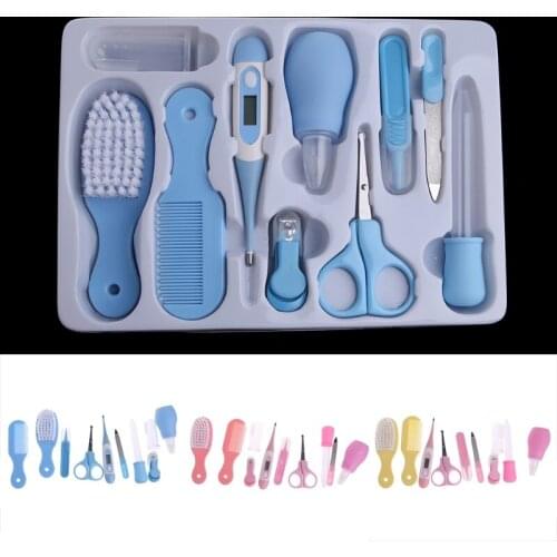 10pcs/Set Newborn Baby Kids Nail Hair Health Care Thermometer Grooming Brush Kit