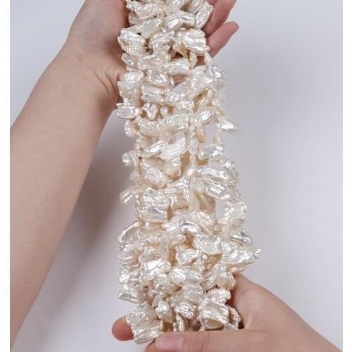 12-13mm White Cultured Freshwater Keshi Pearl String Irregular Shape Beads Straight Hole Hot Selling