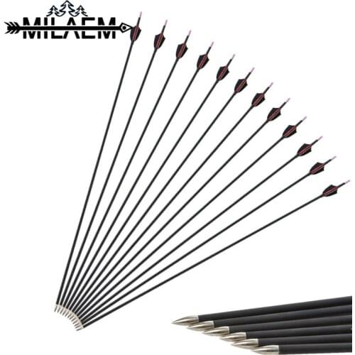 12 Pcs Spine 1000 Target Shooting Carbon Arrow With Fixed Arrowheads Fit For OD 6 mm Shaft Archery Accessories